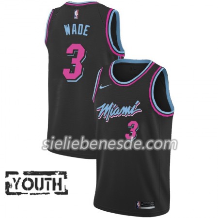 Kinder NBA Miami Heat Trikot Dwyane Wade 3 2018-19 Nike City Edition Schwarz Swingman